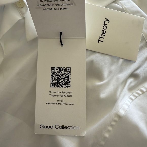 NEW Theory Tenia Luxe Stretch Cotton Top – White – Size Large - Picture 9 of 16